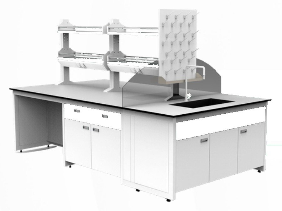 Meja laboratorium island bench Nadiso untuk fit-out laboratorium instansi